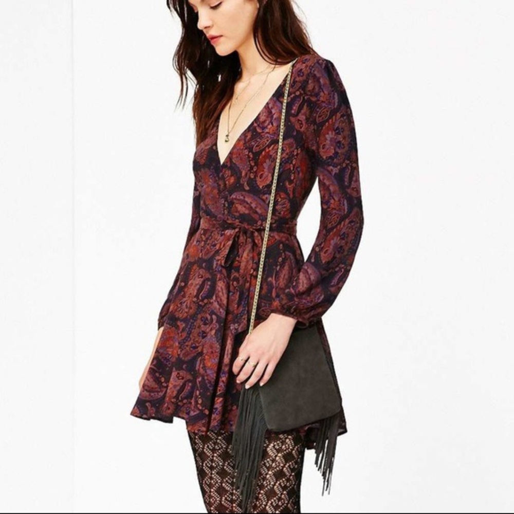 Ecote Valentines Paisley Wrap Mini Dress